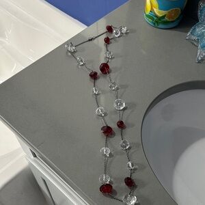 Express Red and Clear Beaded Necklace
